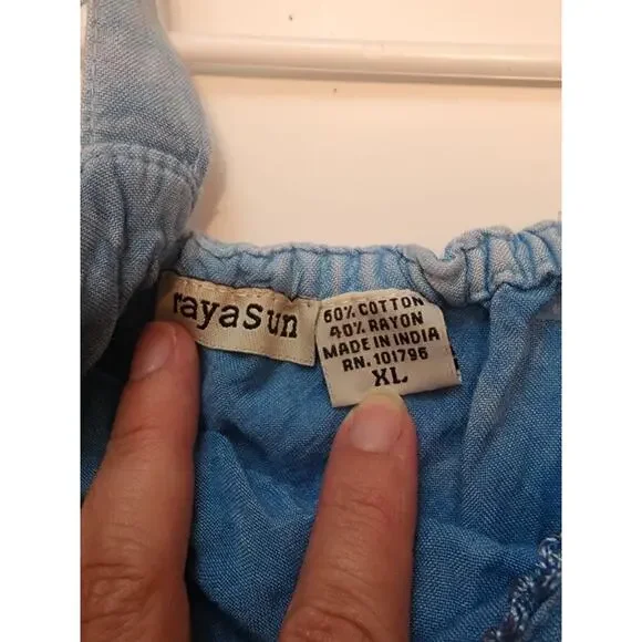 Raya Sun Chambray Swing Dress, Floral Embroidered, XL - Picture 4 of 6